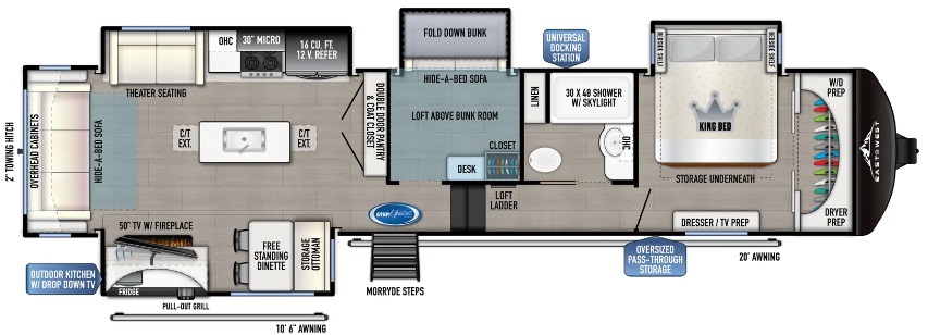 2023 EAST TO WEST RV TANDARA 386MB-OK, , floor-plans-day image number 0